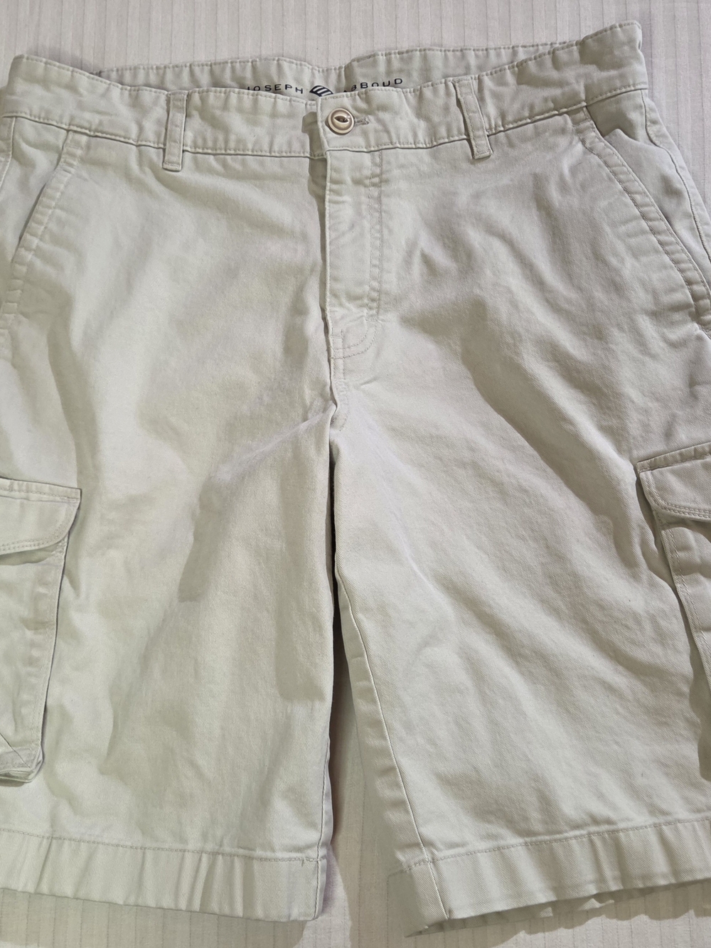 Joseph Abboud Men’s Beige Chino Shorts Flat Front Button Zip Solid 34 / 10"